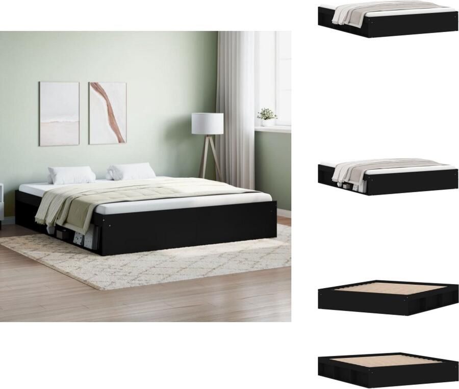 VidaXL Bedframe Bed Bedbodem Bedframe zwart 180x200 cm Super King Size