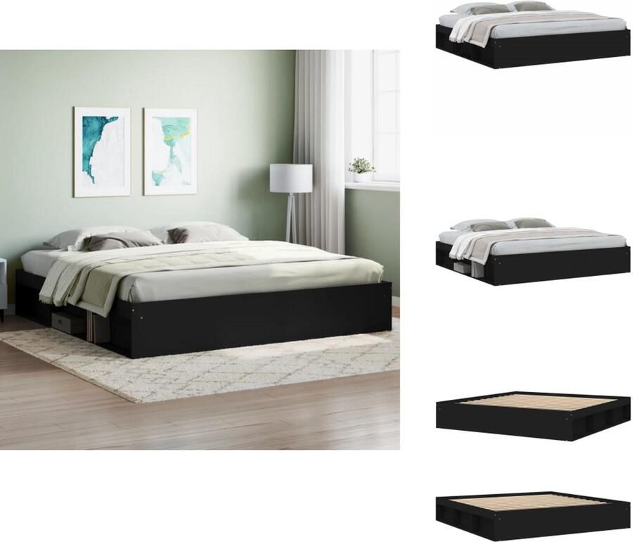 VidaXL Bedframe Bed Bedbodem Bedframe zwart 200x200 cm