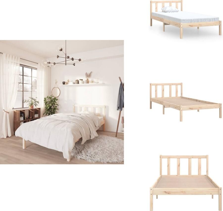 VidaXL Houten Bedframe Onbekend Bedframe 206 x 106 x 66 cm Massief grenenhout Bed