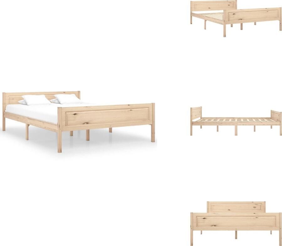 VidaXL Bedframe Grenenhout Massief 206 x 125.5 x 73.5 cm Matras niet inbegrepen Bed
