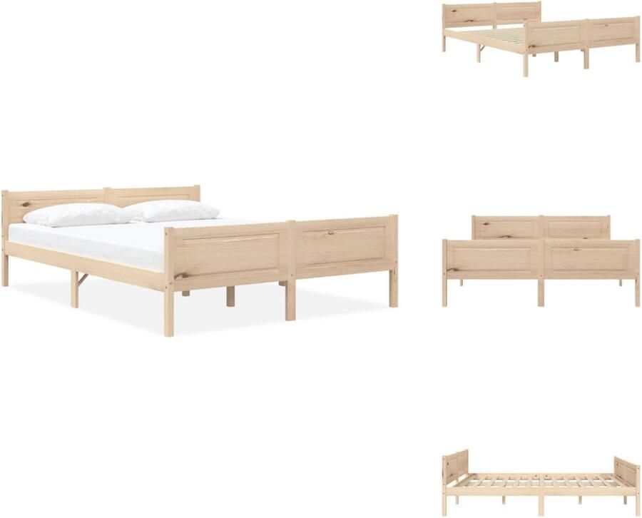 VidaXL Bedframe Grenenhout Massief 206 x 125.5 x 73.5 cm Matras niet inbegrepen Bed - Foto 7