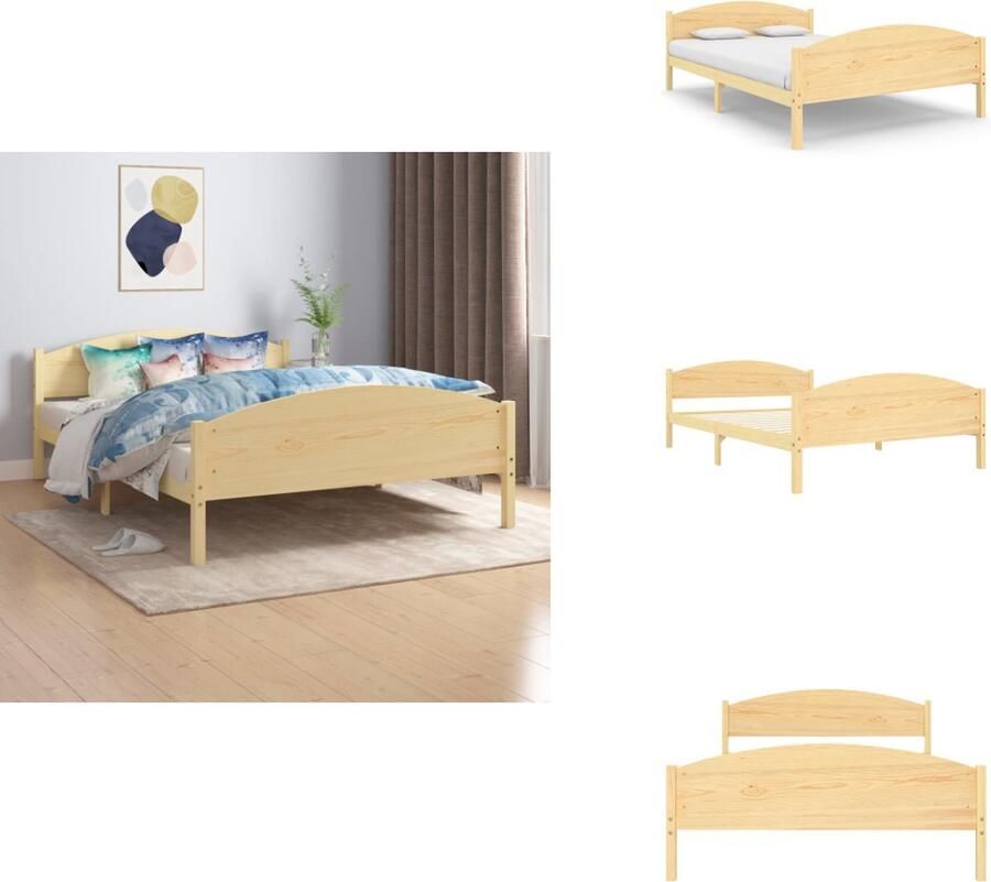 VidaXL Houten Bedframe Modern en Cool Bed Afmeting- 206 x 146 x 63 cm Ken- Massief Grenenhout Bed