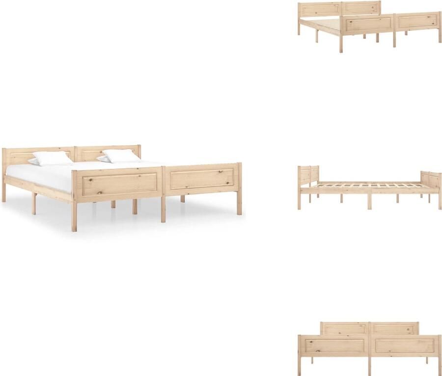 VidaXL Bed Houten bedframe 206 x 186 x 63 cm Massief grenenhout en multiplex Matras niet inbegrepen Bed