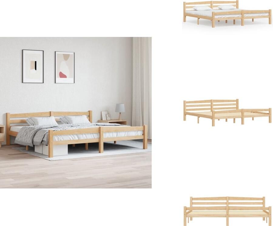 VidaXL Bedframe Massief grenenhout 206 x 206 x 66 cm Geschikt voor 200 x 200 cm matras Montage vereist Bed