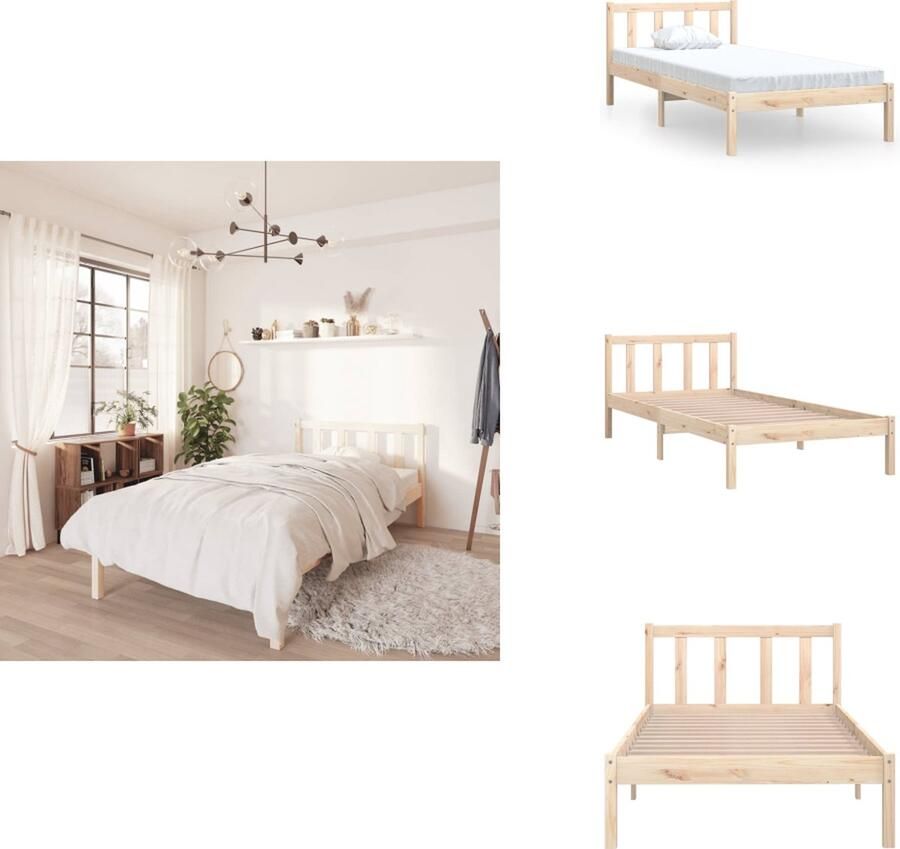 VidaXL Houten Bedframe Grenenhout 206 x 96 x 66 cm Stevige Constructie Bed
