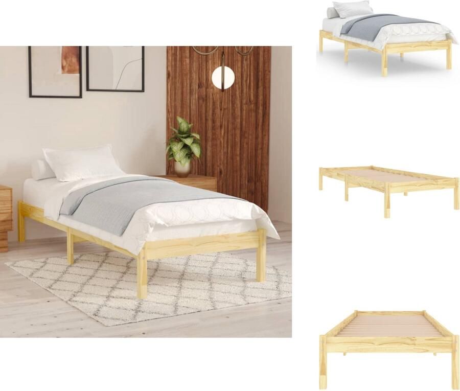 VidaXL Houten Bedframe Grenenhout 206 x 96 x 66 cm Stevige Constructie Bed - Foto 4