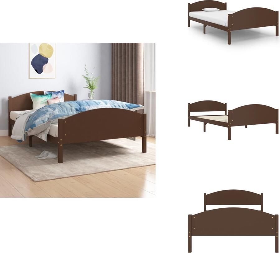 VidaXL Houten Bedframe Donkerbruin 206 x 126 x 63 cm (L x B x H) Geschikte matras- 120 x 200 cm Stevig en duurzaam Bed