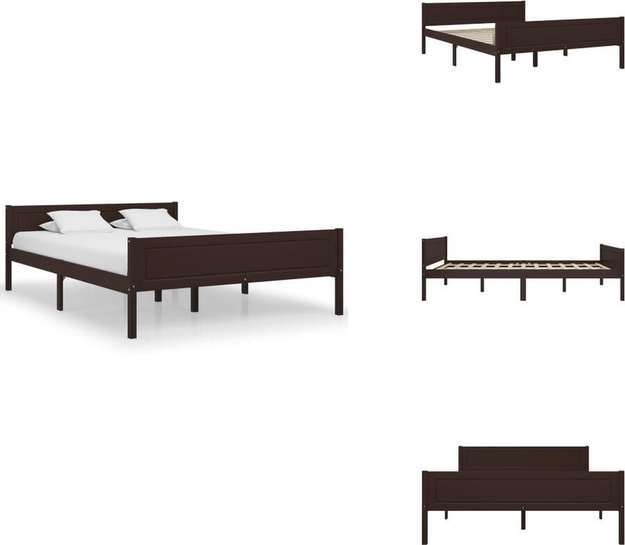 VidaXL Houten Bedframe Donkerbruin 206 x 126 x 63 cm (L x B x H) Geschikte matras- 120 x 200 cm Stevig en duurzaam Bed - Foto 2