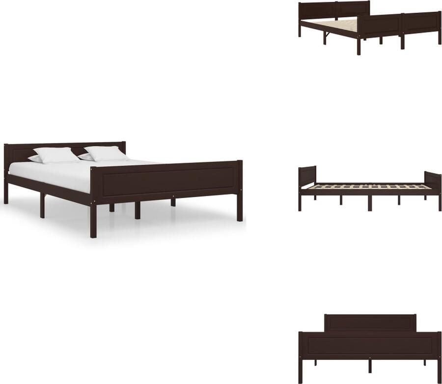 VidaXL Houten Bedframe Modern Cool Slaapkamer Afmeting- 206 x 146 x 63 cm Ken- Massief grenenhout Bed - Foto 2