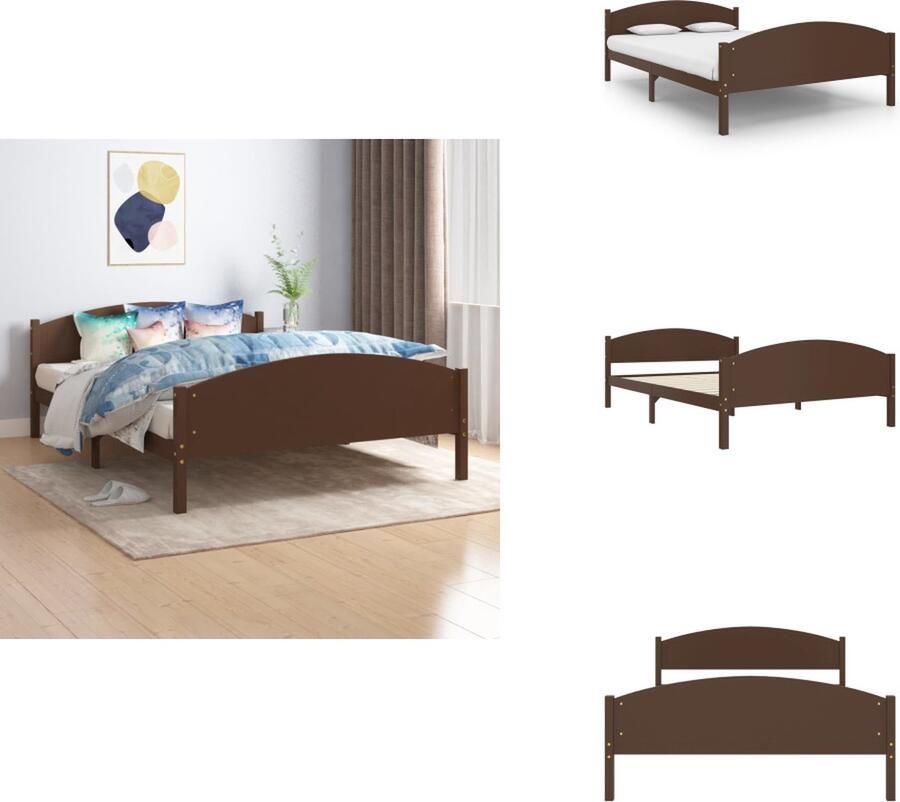VidaXL Houten Bedframe Modern Cool Slaapkamer Afmeting- 206 x 146 x 63 cm Ken- Massief grenenhout Bed