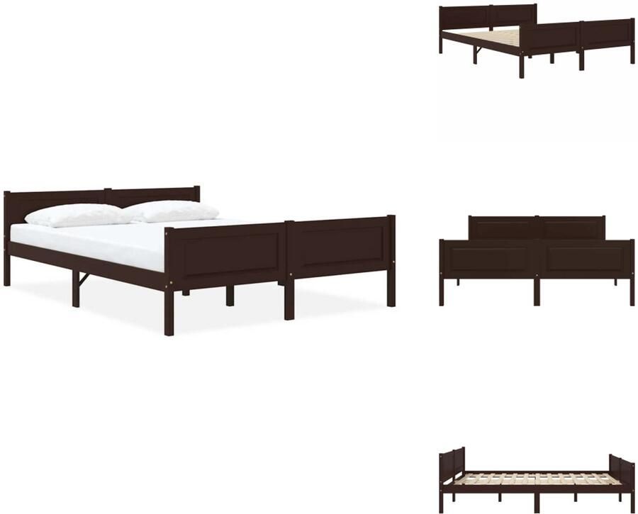 VidaXL Houten Bedframe Modern Cool Slaapkamer Afmeting- 206 x 146 x 63 cm Ken- Massief grenenhout Bed - Foto 4