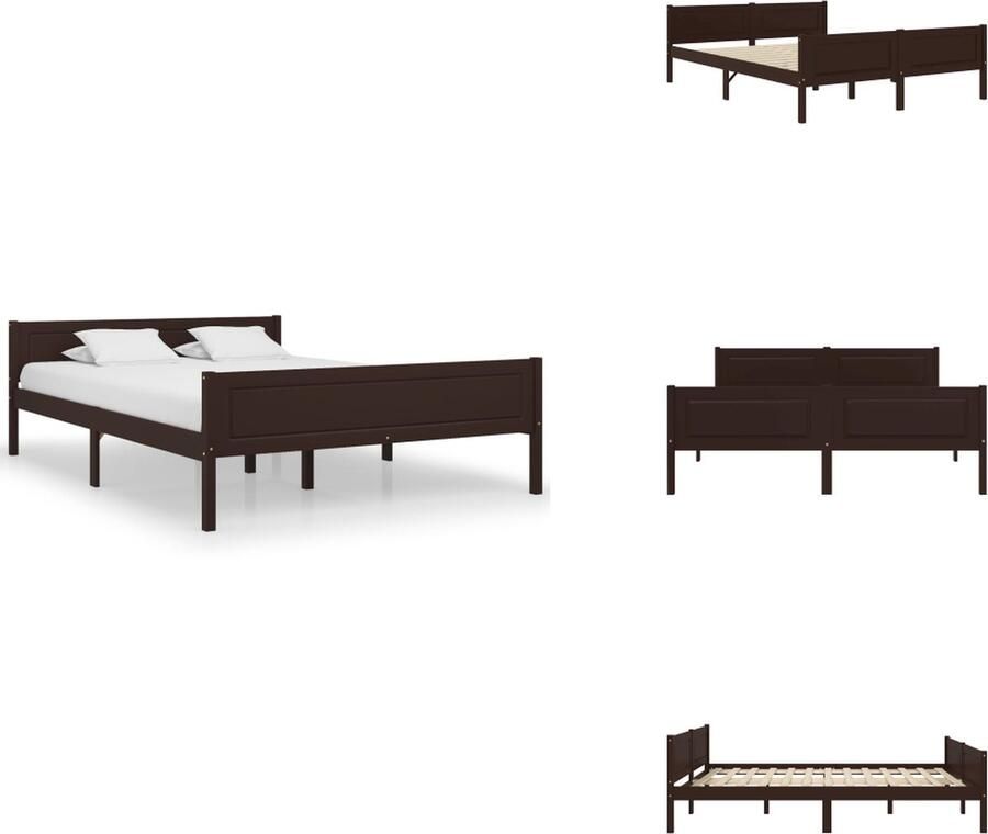 VidaXL Bedframe Bed Frame Bed Frames Bedframe massief grenenhout donkerbruin 160x200 cm