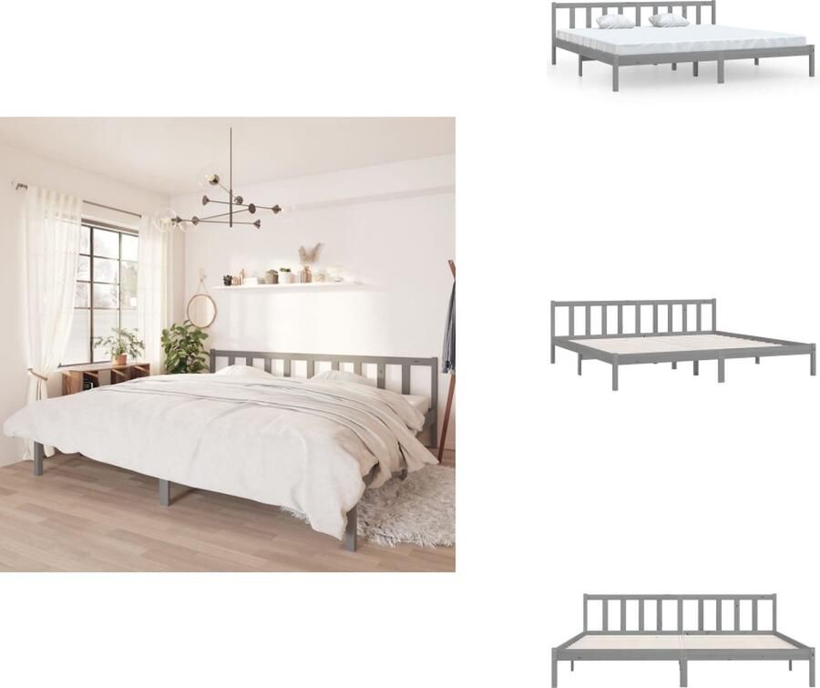 VidaXL Houten Bedframe Moderna Bedden 205.5 x 205.5 x 69.5 cm Grijs Massief grenenhout Bed