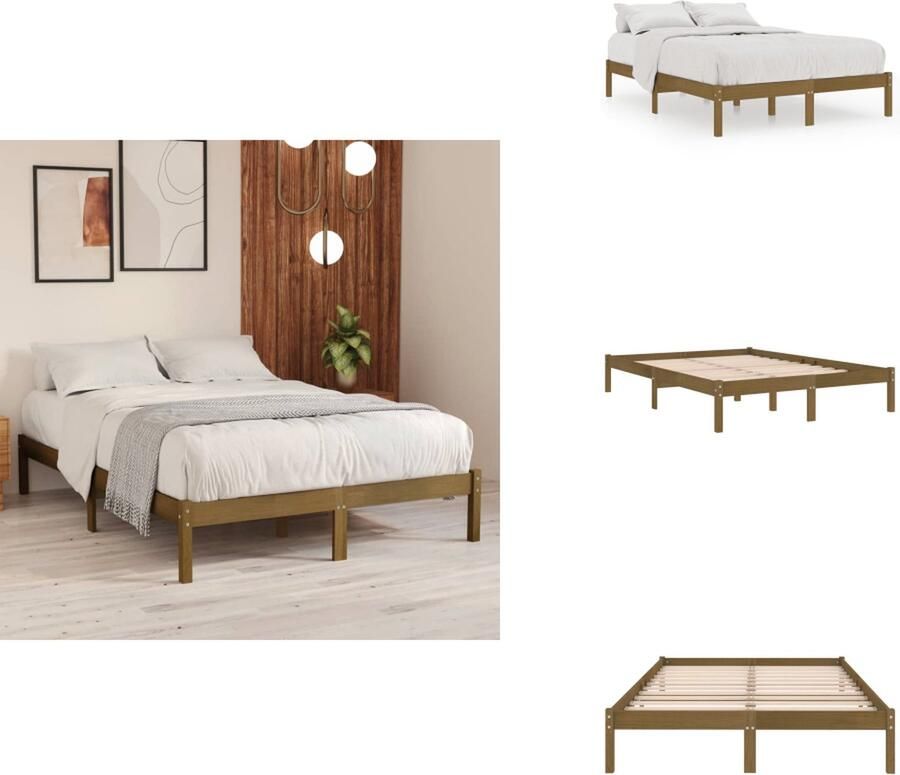 VidaXL Bedframe Bed Frame Bed Frames Bedframe massief grenenhout honingbruin 120x200 cm