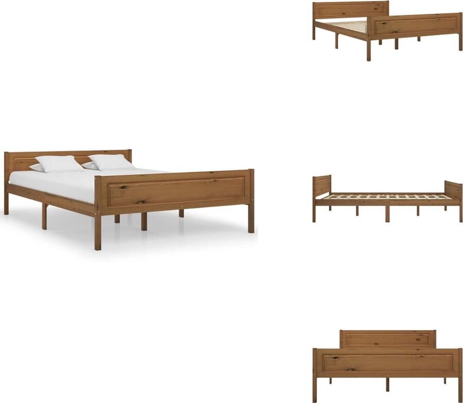 VidaXL Bedframe Bed Frame Bed Frames Bedframe massief grenenhout honingbruin 120x200 cm - Foto 2