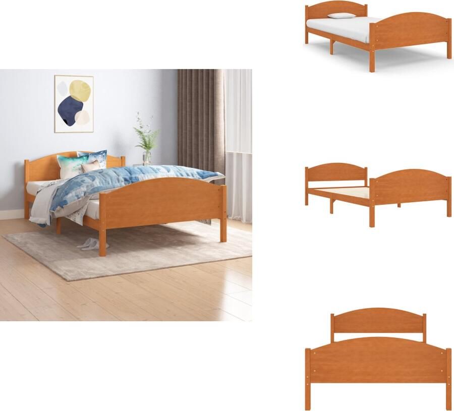 VidaXL Bedframe Bed Frame Bed Frames Bedframe massief grenenhout honingbruin 120x200 cm