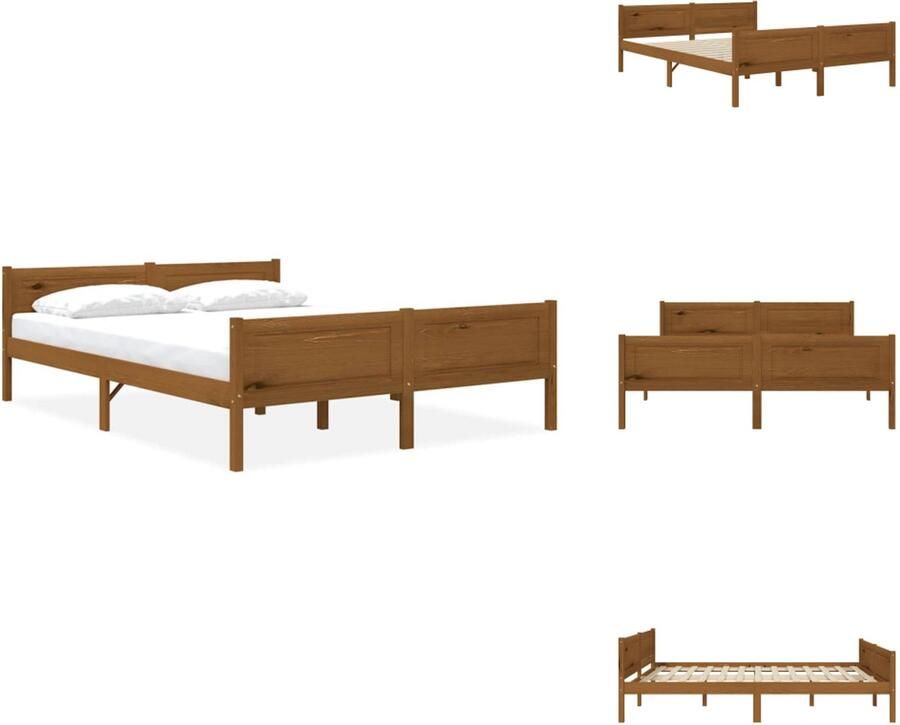 VidaXL Bedframe Bed Frame Bed Frames Bedframe massief grenenhout honingbruin 160x200 cm - Foto 3