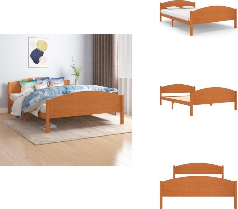 VidaXL Bedframe Bed Frame Bed Frames Bedframe massief grenenhout honingbruin 160x200 cm