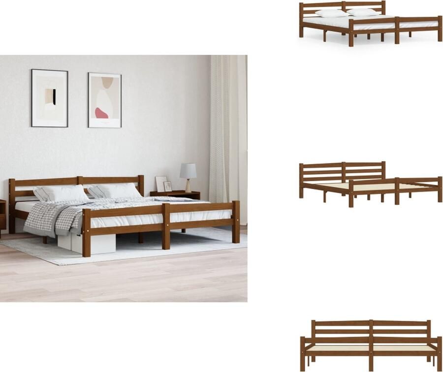 VidaXL Bedframe Bed Frame Bed Frames Bedframe massief grenenhout honingbruin 180x200 cm - Foto 2