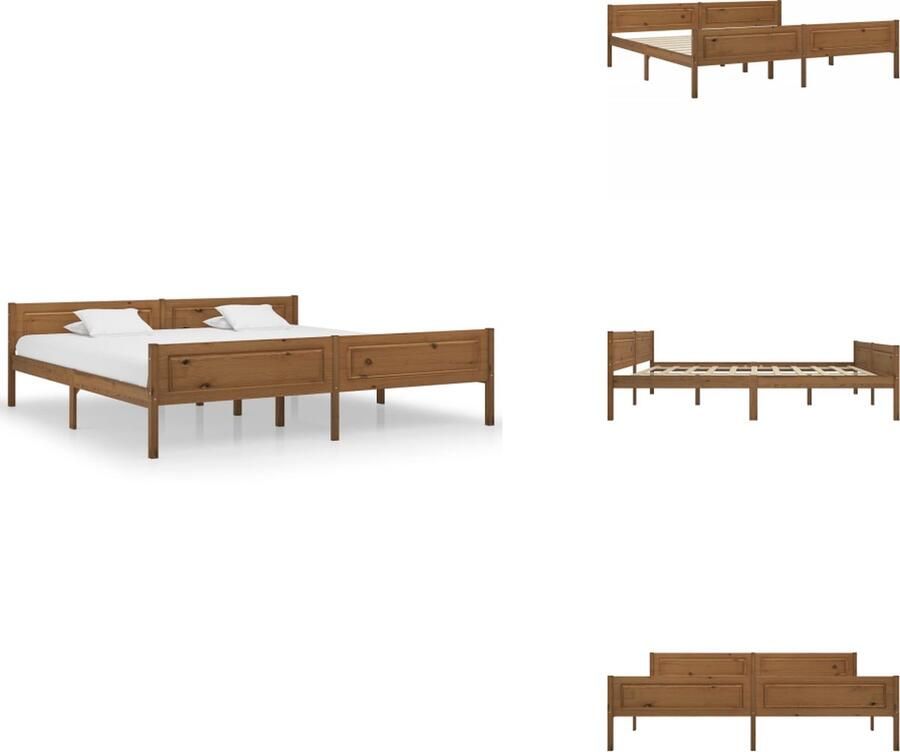 VidaXL Bedframe Bed Frame Bed Frames Bedframe massief grenenhout honingbruin 200x200 cm - Foto 2
