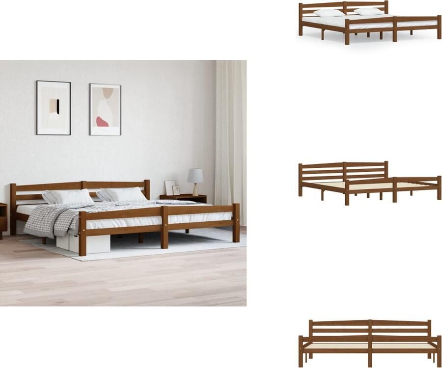 VidaXL Bedframe Bed Frame Bed Frames Bedframe massief grenenhout honingbruin 200x200 cm