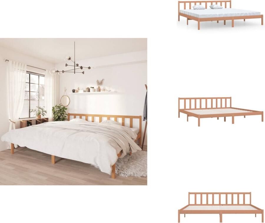 VidaXL Bedframe Bed Frame Bed Frames Bedframe massief grenenhout honingbruin 200x200 cm