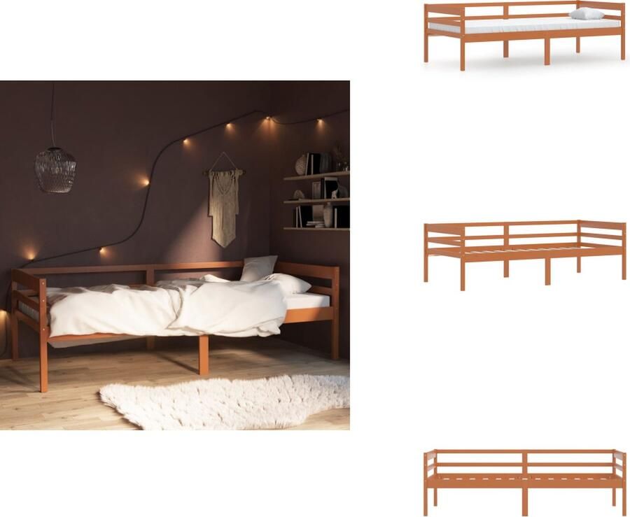 VidaXL Bedframe Bed Frame Bed Frames Bedframe massief grenenhout honingbruin 90x200 cm - Foto 6