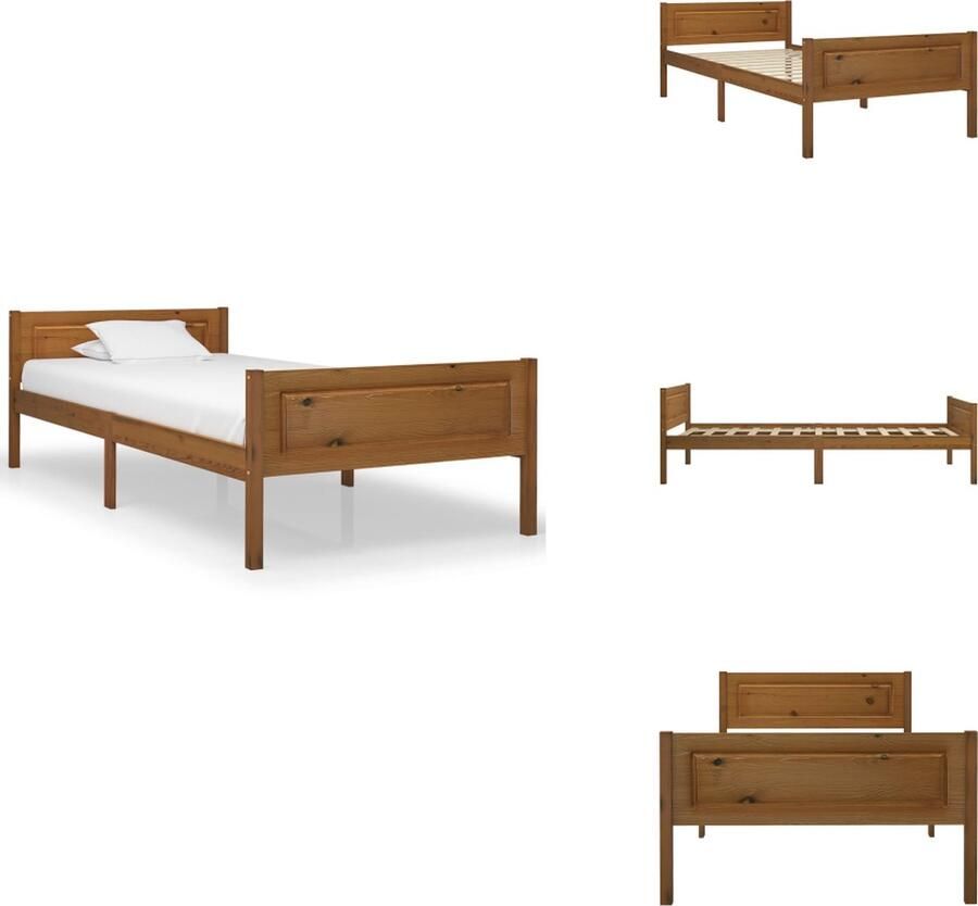 VidaXL Bedframe Bed Frame Bed Frames Bedframe massief grenenhout honingbruin 90x200 cm