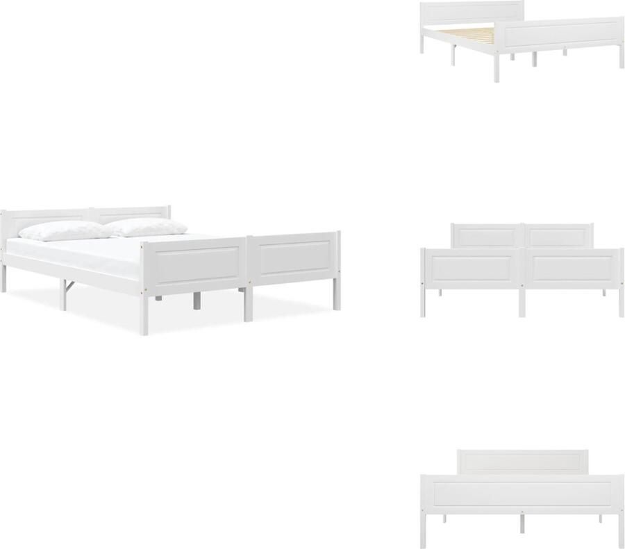 VidaXL Bedframe Grenenhout 140x200 cm Wit Stevig en duurzaam Montage vereist Bed