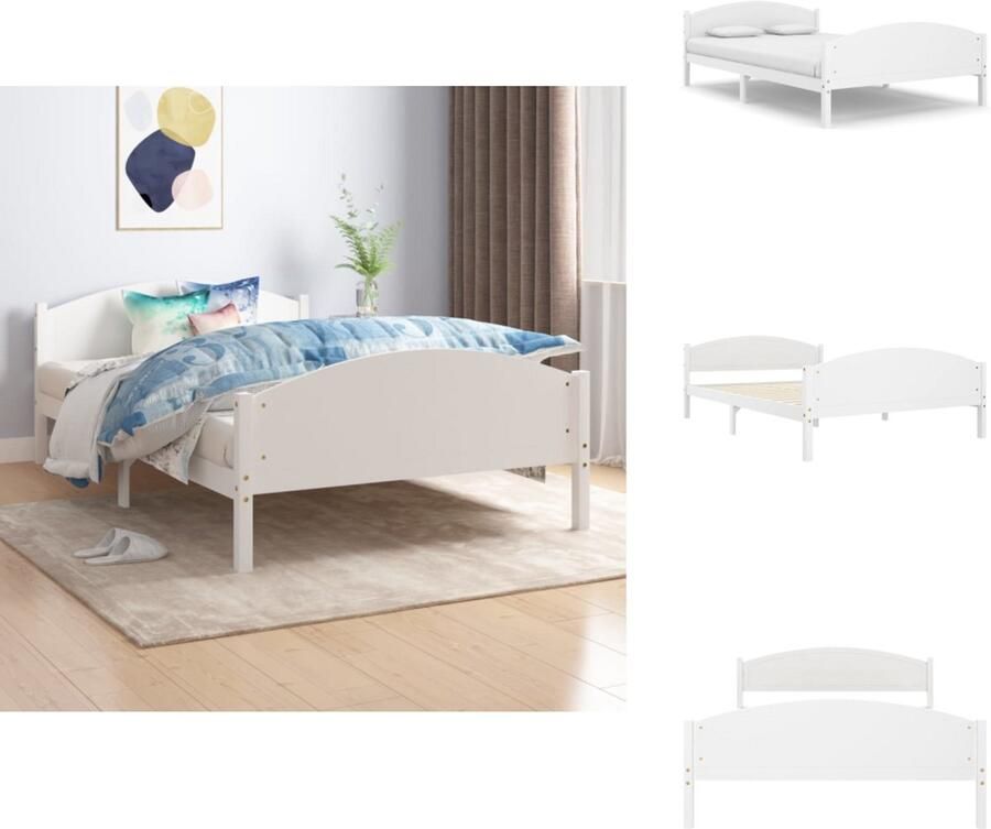 VidaXL Bedframe Bed Frame Bed Frames Bedframe massief grenenhout wit 140x200 cm