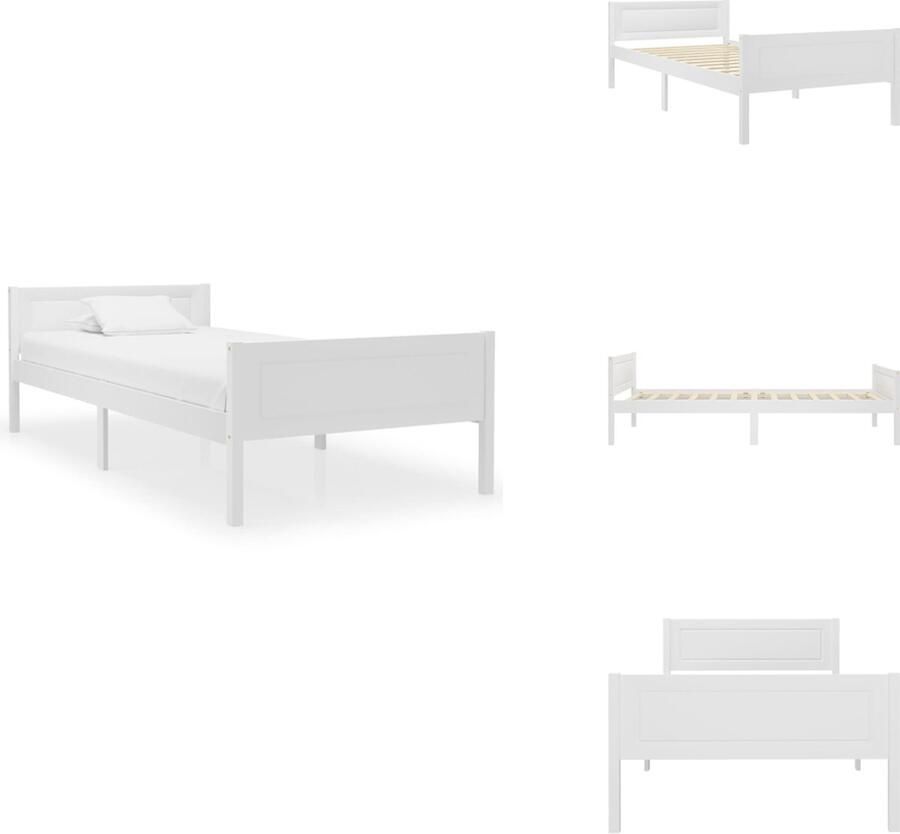 VidaXL Houten bedframe 206 x 96 x 63 cm Stevig massief grenenhout en multiplex Matras niet inbegrepen Bed