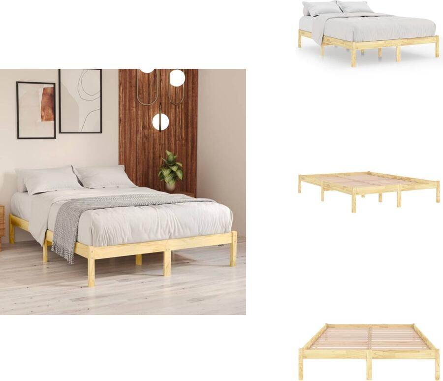 VidaXL Bedframe Bed Frame Bed Frames Bedframe massief hout 120x190 cm 4FT Small Double