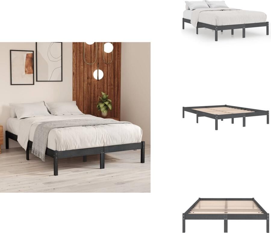 VidaXL Bedframe Bed Frame Bed Frames Bedframe massief hout grijs 150x200 cm