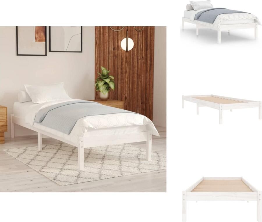 VidaXL Bedframe Bed Frame Bed Frames Bedframe massief hout wit 90x190 cm