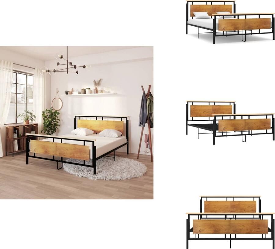 The Living Store Metalen Bedframe Zwart 208 x 164 x 82.5 cm Montage vereist Metalen Bed Frame Tweepersoons Bed Boxspring Bed Slaapcomfort Modern Bed