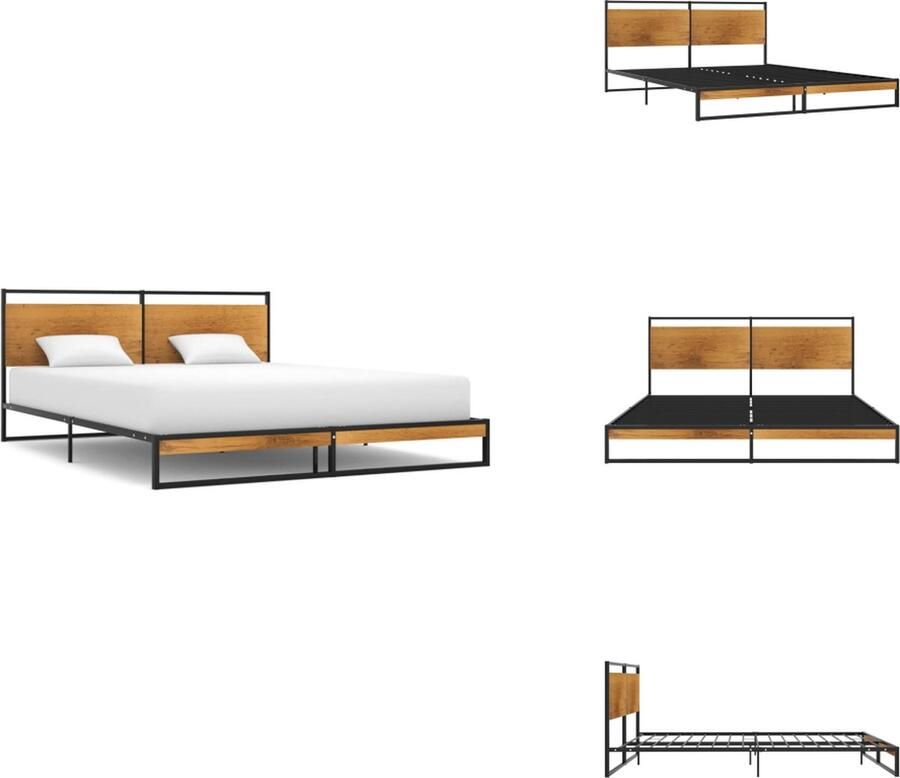 The Living Store Metalen Bedframe Zwart 208 x 164 x 82.5 cm Montage vereist Metalen Bed Frame Tweepersoons Bed Boxspring Bed Slaapcomfort Modern Bed - Foto 2