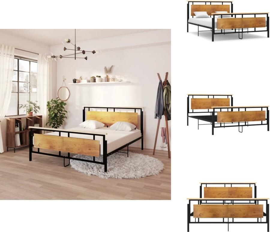The Living Store Metalen Bedframe Zwart 208 x 164 x 82.5 cm Montage vereist Metalen Bed Frame Tweepersoons Bed Boxspring Bed Slaapcomfort Modern Bed - Foto 3