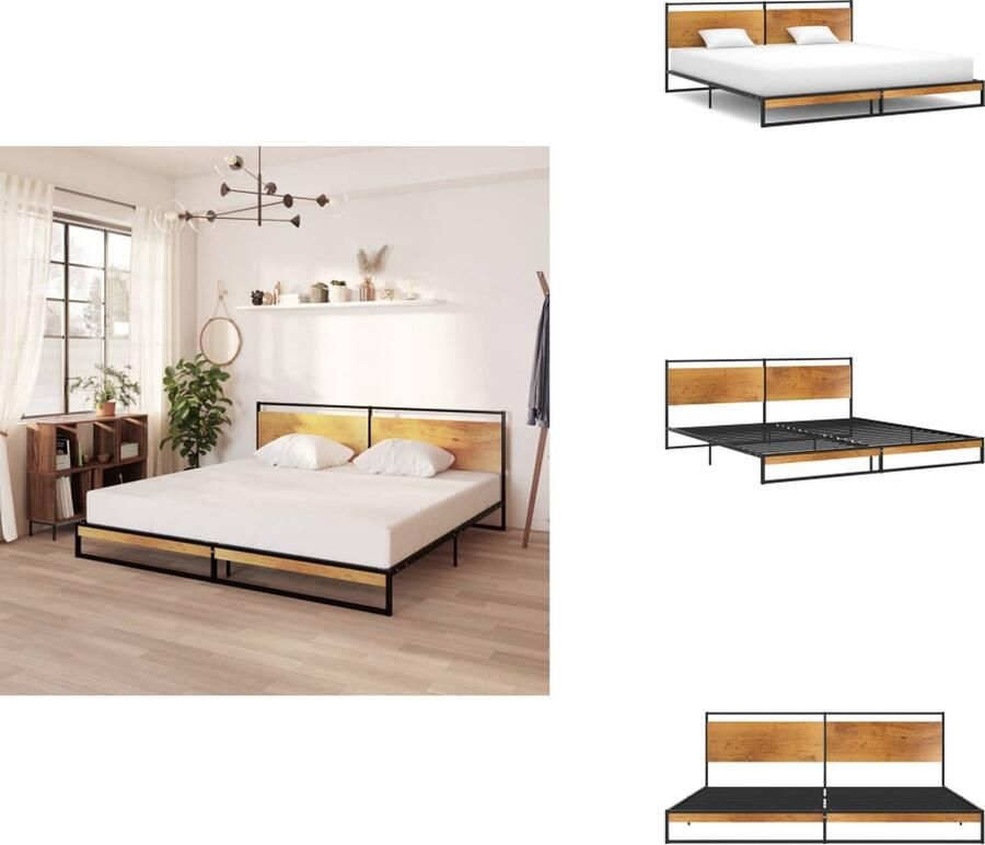 VidaXL Metalen Bedframe Zwart 208 x 204 x 82.5 cm Massieve constructie Bed