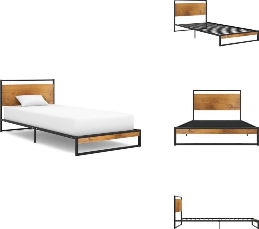 VidaXL Metalen Bedframe Zwart 208 x 94 x 82.5 cm Massieve constructie Matras- 90 x 200 cm Montage vereist Bed