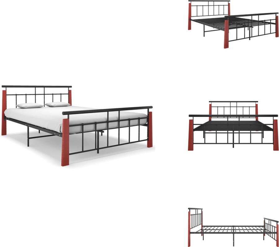 VidaXL Bedframe Metalen Zwart 206 x 153 x 86 cm Geschikt voor 140 x 200 cm matras Bed