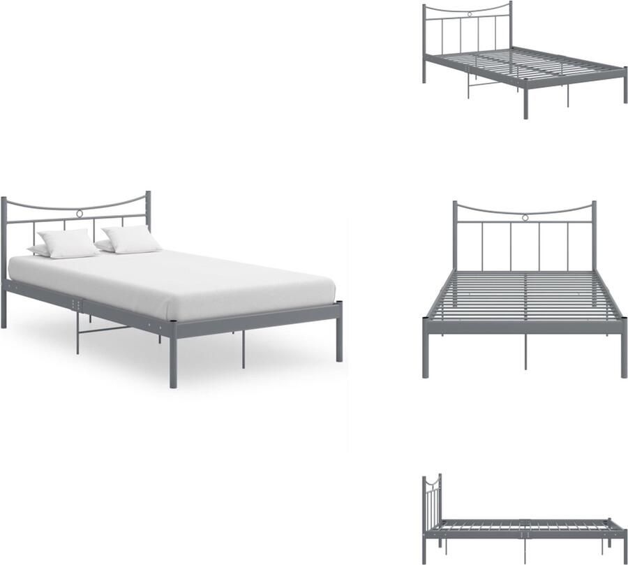 VidaXL Metalen Bedframe Grijs 208 x 126 x 88.5 cm Geschikte matras 120 x 200 cm Montage vereist Bed
