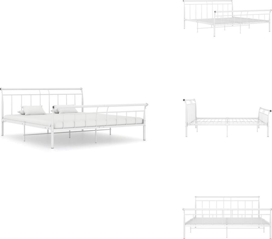 VidaXL Bedframe Classic s Metalen bedframe 221 x 168 x 90 cm Wit Bed