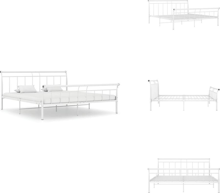 VidaXL Metalen Bedframe Comfort Bedframes 208 x 206 x 90 cm Wit Bed