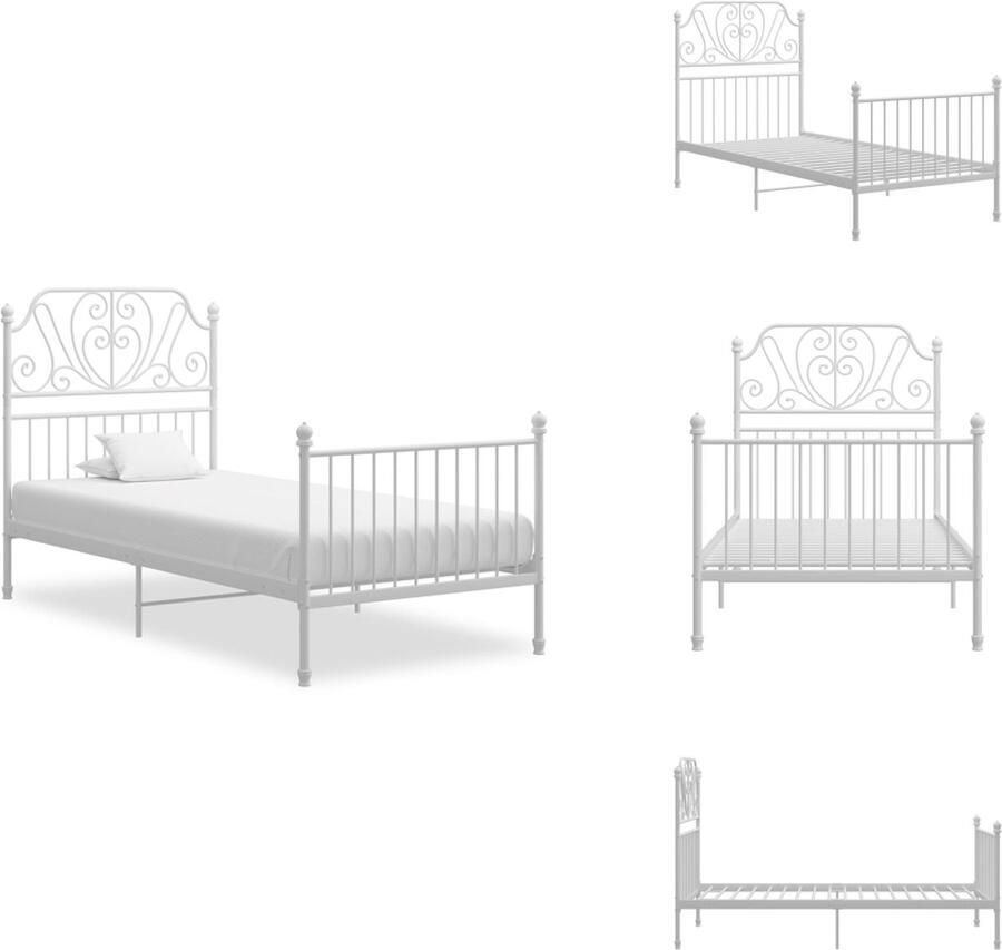 VidaXL Bedframe Bed Frame Bed Frames Bedframe metaal wit 90x200 cm