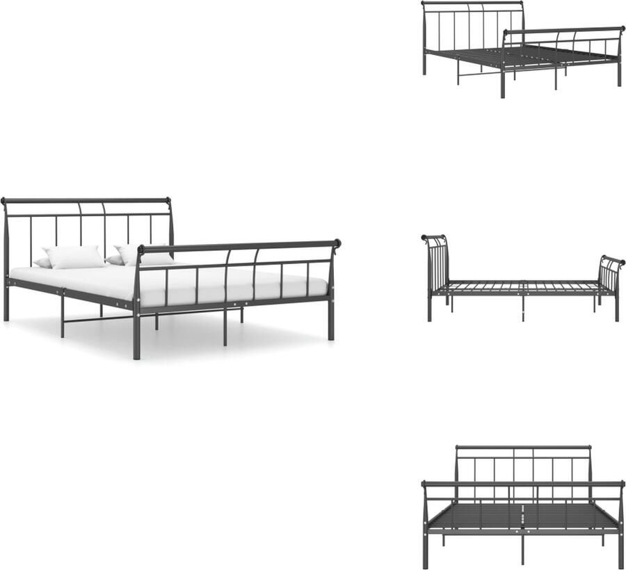 VidaXL Metalen Bedframe Zwart 206 x 144 x 131 cm Geschikt voor 140 x 200 cm (matras niet inbegrepen) Bed - Foto 2
