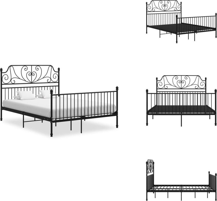VidaXL Metalen Bedframe Zwart 206 x 164 x 131 cm Gepoedercoat Metaal Bed