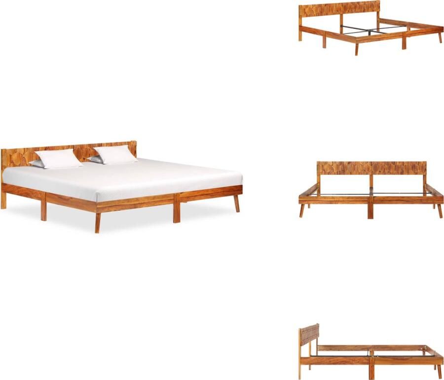 VidaXL Bedframe Sheeshamhout Vintage 205x205x73 cm Staal Geschikt voor 200x200 cm matras Geen matras inbegrepen Montage vereist Bed