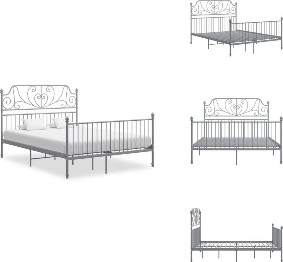 VidaXL Bedframe Bed Frame Bed Frames Bedframe zonder matras metaal grijs 140x200 cm