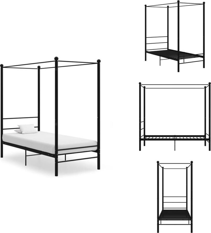 VidaXL Bed Frame Metaal Zwart 208 x 96 x 201 cm (L x B x H) 90 x 200 cm Matras Montage vereist Bed