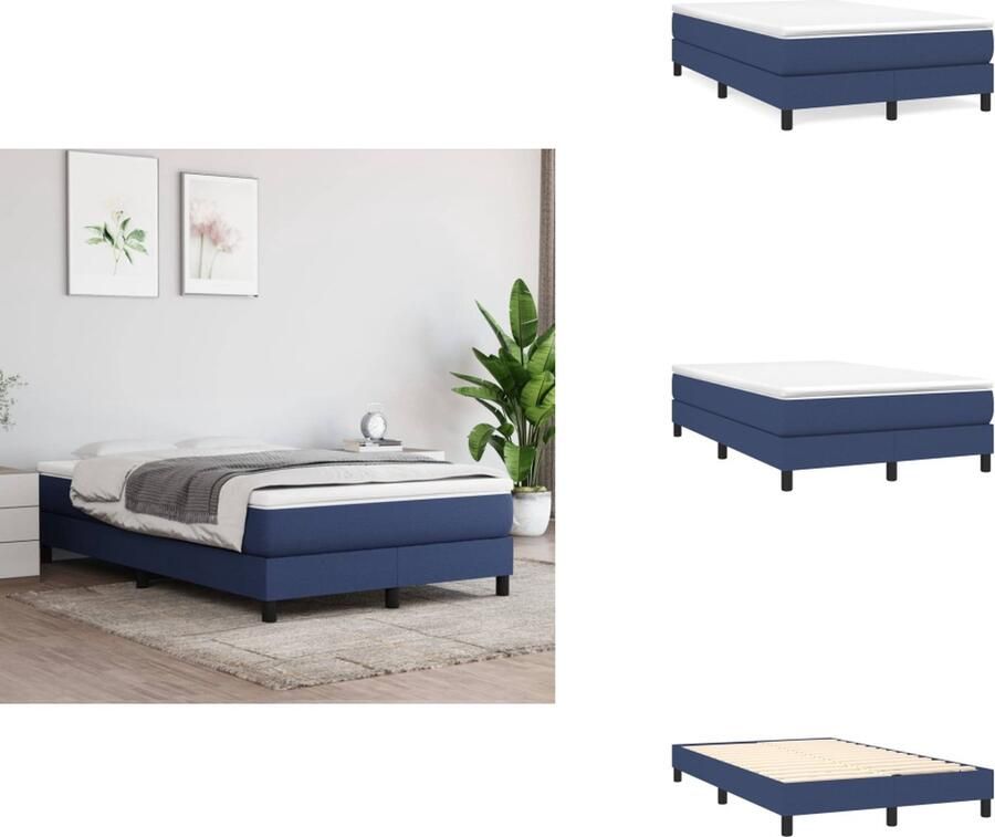 VidaXL Boxspringframe Bedframe 203x120x35cm Kleur- Blauw Materiaal- Stof multiplex Geschikte matras- 120x200cm Bed